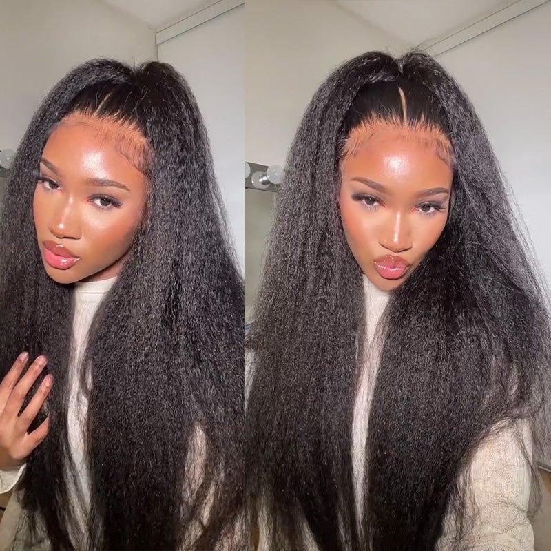 Alibonnie Versatile Kinky Straight Transparent 360 Lace Wigs Pre-Plucked Natural Hairline - Alibonnie