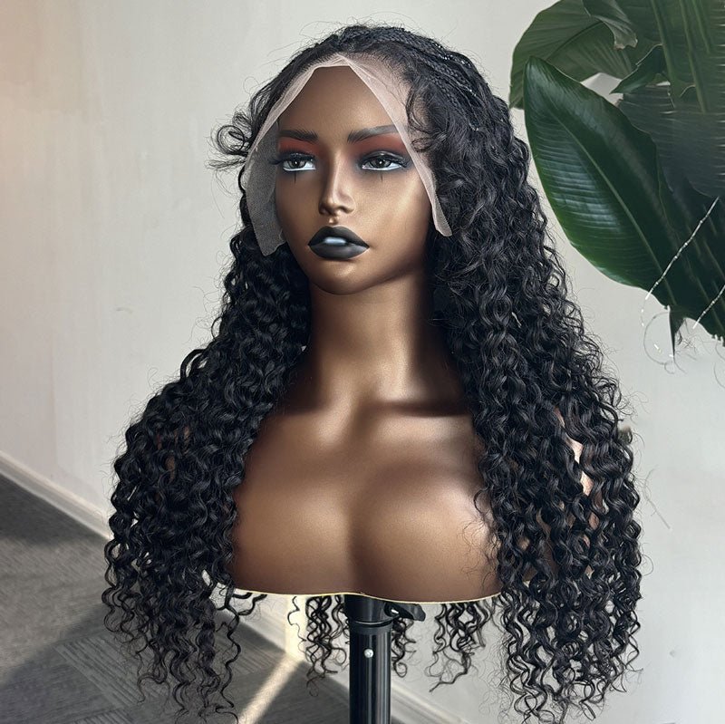 Alibonnie Water Wave Curly Boho Braid Wigs Pre Plucked 13x6 Transparent Lace Frontal Braid Wig 250% Density - Alibonnie