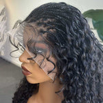 Alibonnie Water Wave Curly Boho Braid Wigs Pre Plucked 13x6 Transparent Lace Frontal Braid Wig 250% Density - Alibonnie