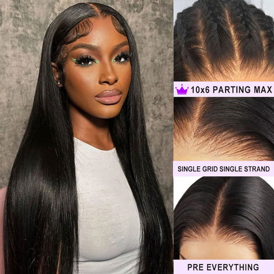 Alibonnie Wear And Go 10x6 Parting Max Silky Straight Wig Pre Cut&Bleached Knot Transparent Lace Frontal Wigs - Alibonnie