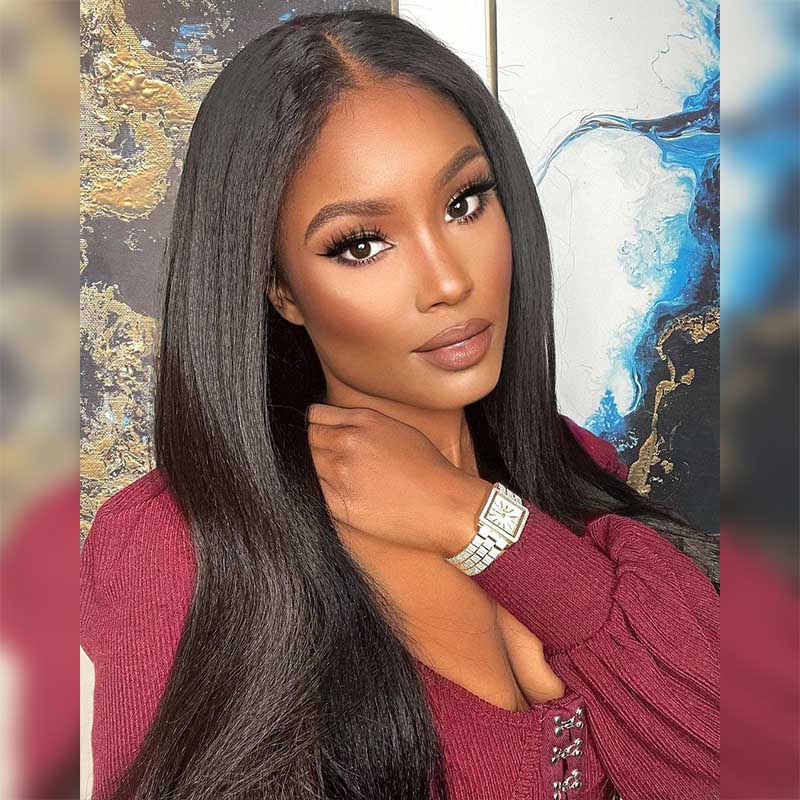 Alibonnie Wear And Go Yaki Straight Transparent Lace Wig Affordable Glueless 5x5 Lace Closure Wig For Women (Pre Cut/Normal Lace) - Alibonnie