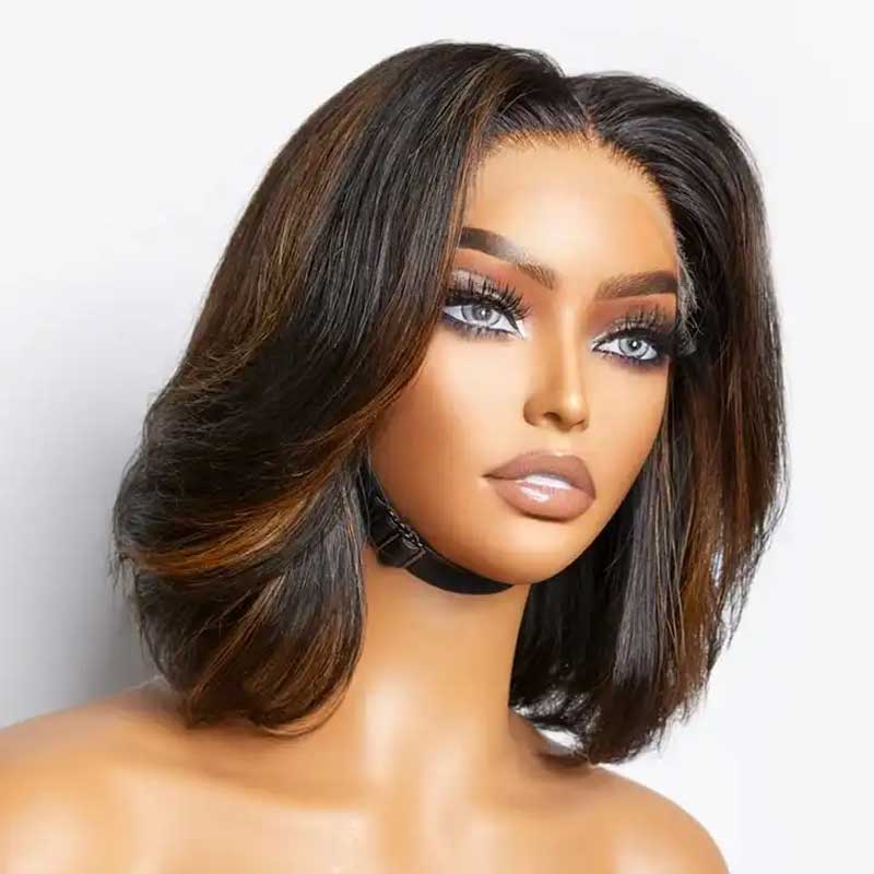 Alibonnie Wear & Go 5x5 Blonde Highlights Wig HD/Transparent Lace Stacked Bob Wig - Alibonnie