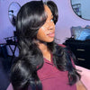 Alibonnie Wear & Go 5x8 Transparent Lace Curtain Bangs Body Wave Wig Human Hair Wig Pre Cut& Bleached Knots - Alibonnie