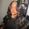 Alibonnie Wear & Go 5x8 Transparent Lace Curtain Bangs Body Wave Wig Human Hair Wig Pre Cut& Bleached Knots - Alibonnie