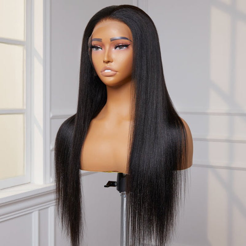 Alibonnie Yaki Straight Transparent 13x4 Lace Front Wigs With Natural Hairline 180% Density - Alibonnie