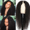 Beginner Friendly Thin V Part Wig Natural Scalp Curly Human Hair Upgrade U part Wig No Leave out - Alibonnie