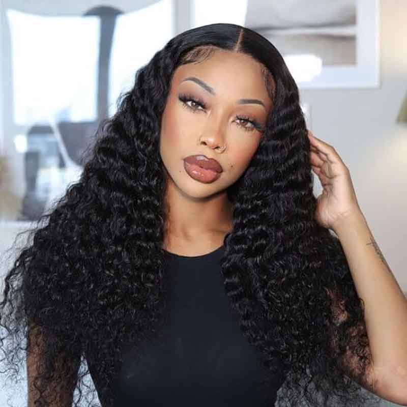 Beginners Must|Alibonnie Hair Glueless Lace Wigs With Elastic Band Deep Wave Human Hair Wig For Beginners - Alibonnie