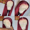 Best Precolored 99J Silk Straight Burgundy Lace Front Wig Human Hair - Alibonnie