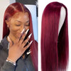 Best Precolored 99J Silk Straight Burgundy Lace Front Wig Human Hair - Alibonnie