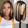 Black Wig With Blonde Highlights Short Bob Wigs Brazilian Human Hair GluelessLace Wig Pre Plucked Ready To Wear - Alibonnie