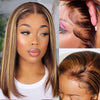 Blonde Highlight Bob Wigs Human Hair Brazilian Ombre Glueless Lace Wig Pre Plucked Ready To Wear - Alibonnie