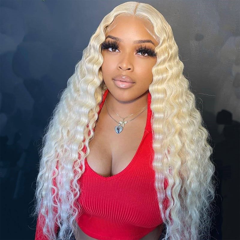 Blonde Wig 613 Lace Front Human Hair Wigs 4x4 13x4 Deep Wave Lace Front Wig Brazilian Human Hair Wigs - Alibonnie