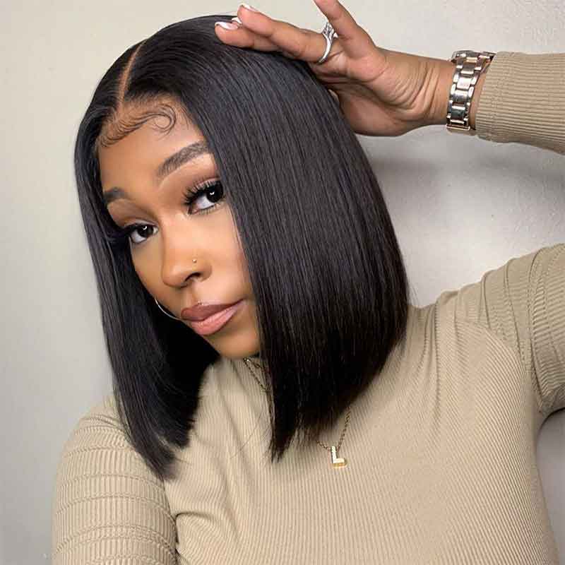 Bob Wig Human Hair 4x4 13x4 Lace Front Short Straight Bob Wig Pre Plucked With Baby Hair - Alibonnie