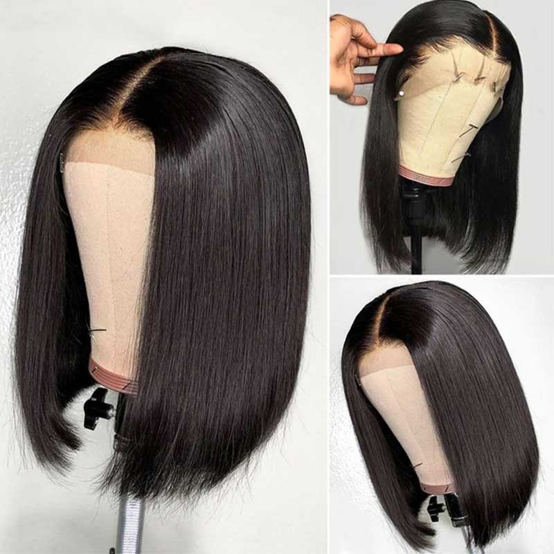 Bob Wig Human Hair 4x4 13x4 Lace Front Short Straight Bob Wig Pre Plucked With Baby Hair - Alibonnie