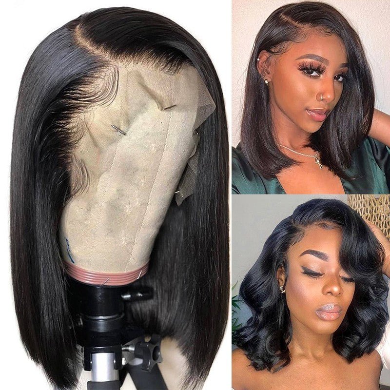 Bob Wig Human Hair 4x4 13x4 Lace Front Short Straight Bob Wig Pre Plucked With Baby Hair - Alibonnie