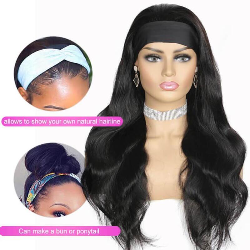Body Wave Headband Wigs Glueless Brazilian Human Hair Wigs With Headbands None Lace Wigs - Alibonnie