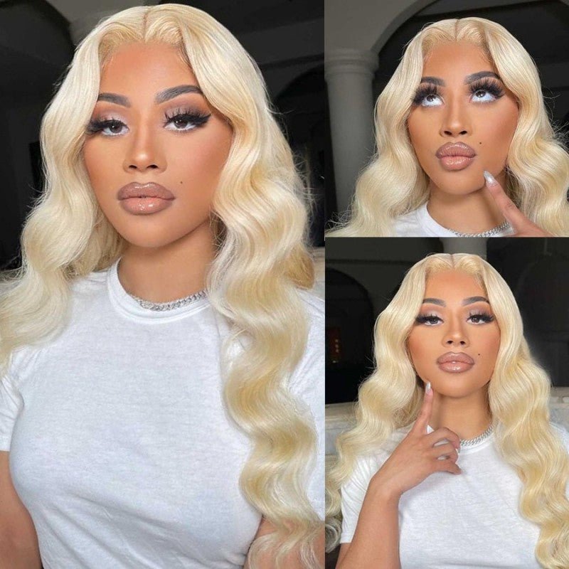 BOGO Free: 18 Inch 13x4 Lace Front 613 Blonde Color Body Wave Wig & 16 Inch Headband Wigs Jerry Curly - Alibonnie
