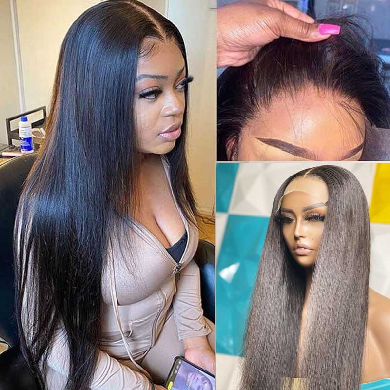 BOGO SALE 5X5 Transparent Lace Closure Wigs Straight Human Hair Pre Plucked - Alibonnie