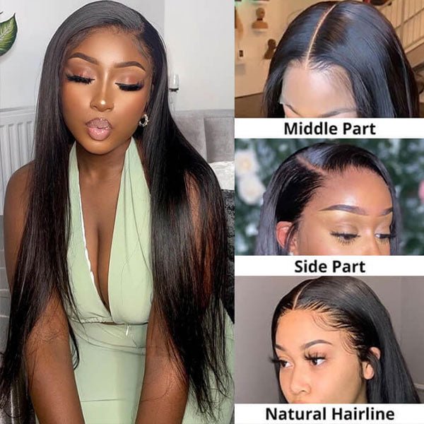 BOGO SALE 5X5 Transparent Lace Closure Wigs Straight Human Hair Pre Plucked - Alibonnie