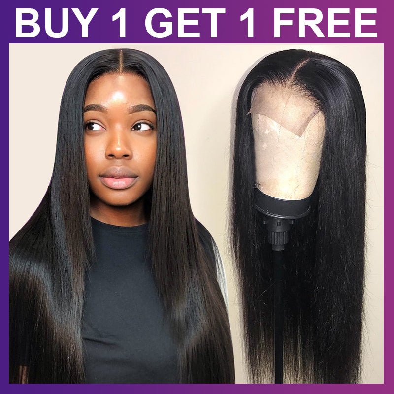 BOGO SALE 5X5 Transparent Lace Closure Wigs Straight Human Hair Pre Plucked - Alibonnie
