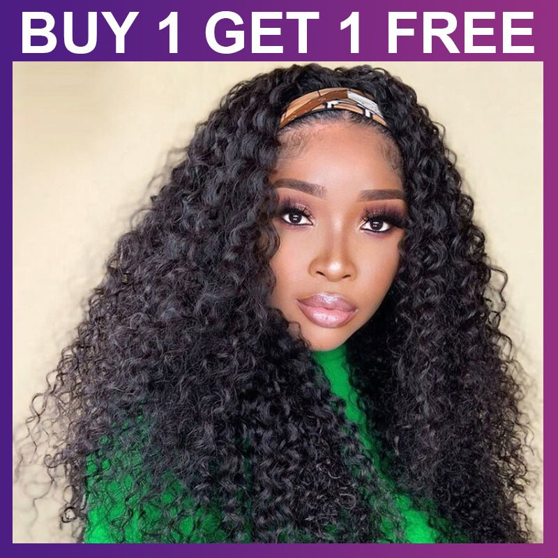 BOGO SALE Headband Jerry Curly Human Hair Wig (BUY ANY 2 PAY 1) - Alibonnie