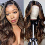 Brown Highlight Brazilian Body Wave Lace Front Human Hair Wigs For Black Women Pre plucked - Alibonnie