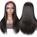 Burgundy 99j Red Color Sparkle Roots On Black Hair 13x4 Lace Front Wig - Alibonnie