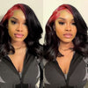 Burgundy 99j Red Color Sparkle Roots On Black Hair 13x4 Lace Front Wig - Alibonnie