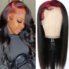 Burgundy 99j Red Color Sparkle Roots On Black Hair 13x4 Lace Front Wig - Alibonnie