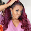 Burgundy Lace Front Wigs Human Hair 1b99J Body Wave Wig Pre-Plucked Virgin Hair - Alibonnie