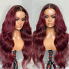 Burgundy Lace Front Wigs Human Hair 1b99J Body Wave Wig Pre-Plucked Virgin Hair - Alibonnie