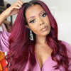 Burgundy Lace Front Wigs Human Hair 1b99J Body Wave Wig Pre-Plucked Virgin Hair - Alibonnie