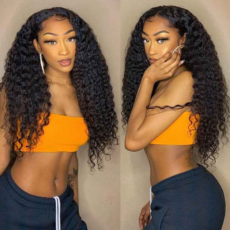 Deep Wave 13x6 Transparent Lace Front Wigs Deep Part Pre Plucked Human Hair Lace Wig - Alibonnie