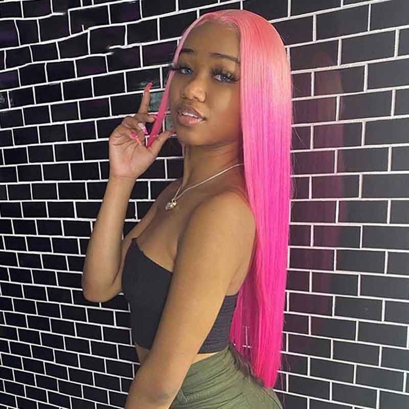 Flash Sale Ombre Pink Lace Front Wig Straight Wigs 100% Virgin Human Hair Wigs - Alibonnie