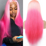 Flash Sale Ombre Pink Lace Front Wig Straight Wigs 100% Virgin Human Hair Wigs - Alibonnie