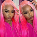 Flash Sale Ombre Pink Lace Front Wig Straight Wigs 100% Virgin Human Hair Wigs - Alibonnie