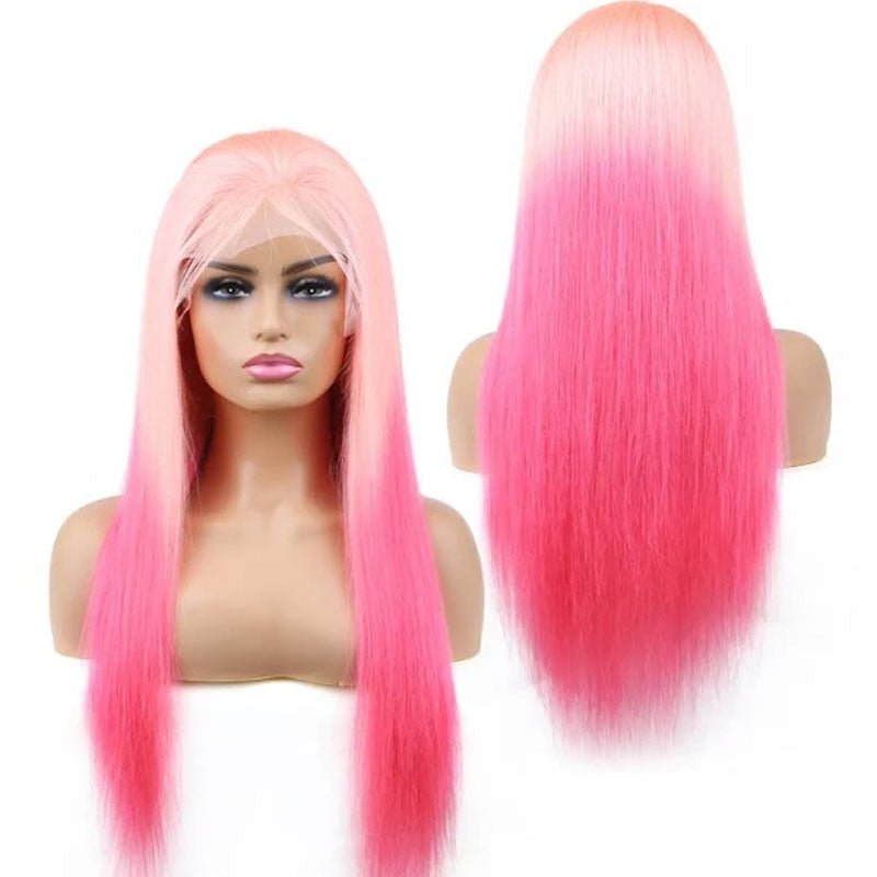 Flash Sale Ombre Pink Lace Front Wig Straight Wigs 100% Virgin Human Hair Wigs - Alibonnie