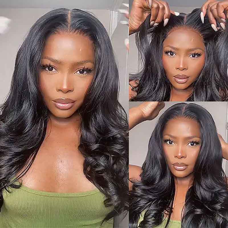 Flash Sale SKIN MELT Real Scalp Glueless 5x5 HD/Transparent Lace Body Wave Closure Wigs Human Hair Wigs - Alibonnie