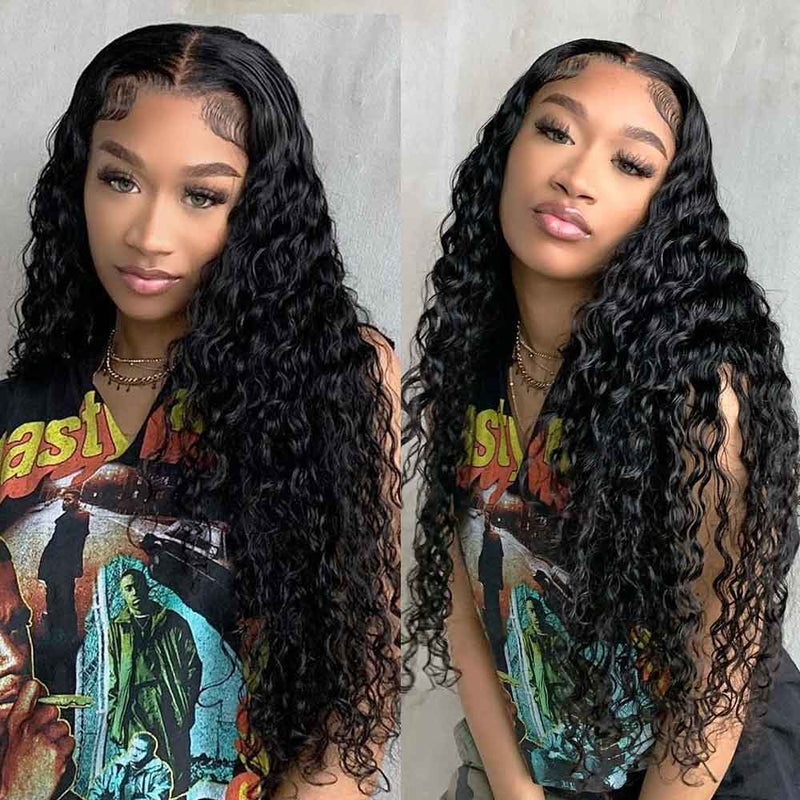 Full Lace Deep Wave Virgin Human Hair Transparent Lace Wigs Pre Plucked - Alibonnie