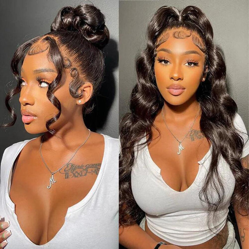 Full Lace Wigs Body Wave Human Hair Transparent Lace Frontal Wigs 200% Density - Alibonnie