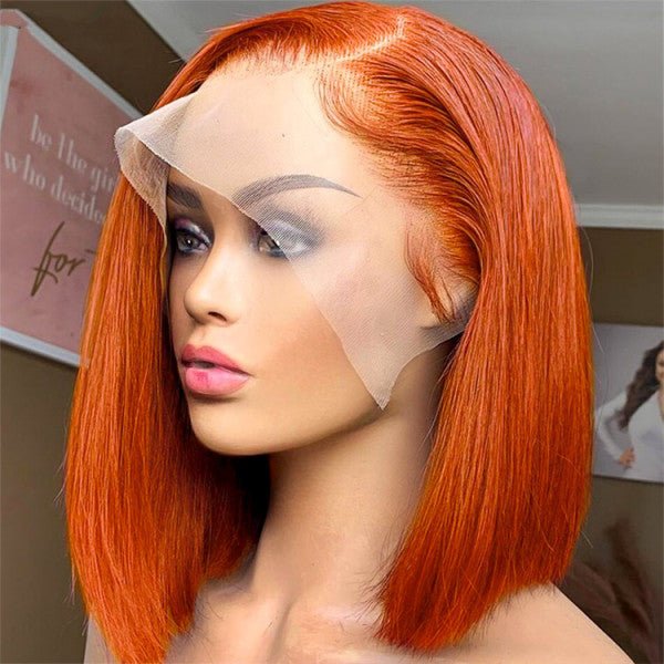 Ginger Color Short Bob Wigs 100% Virgin Human Hair - Alibonnie