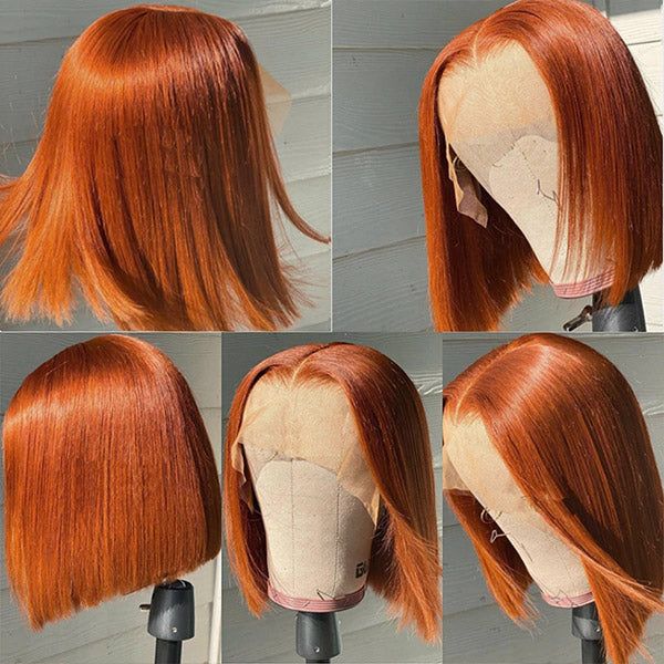 Ginger Color Short Bob Wigs 100% Virgin Human Hair - Alibonnie