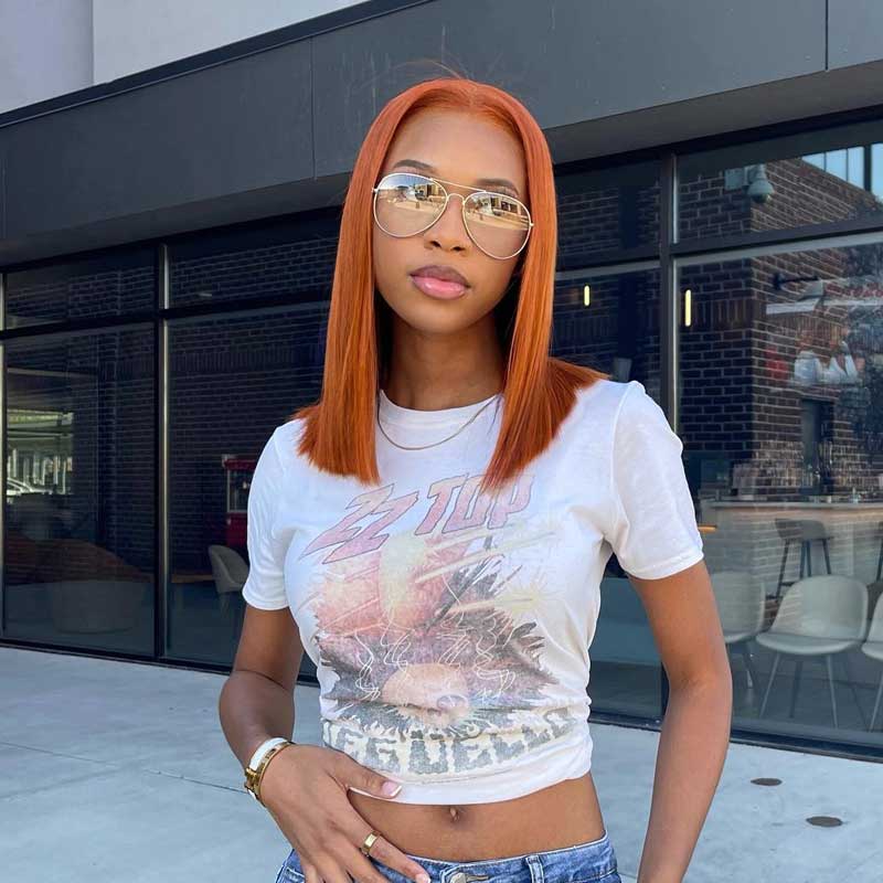 Ginger Color Short Bob Wigs 100% Virgin Human Hair - Alibonnie