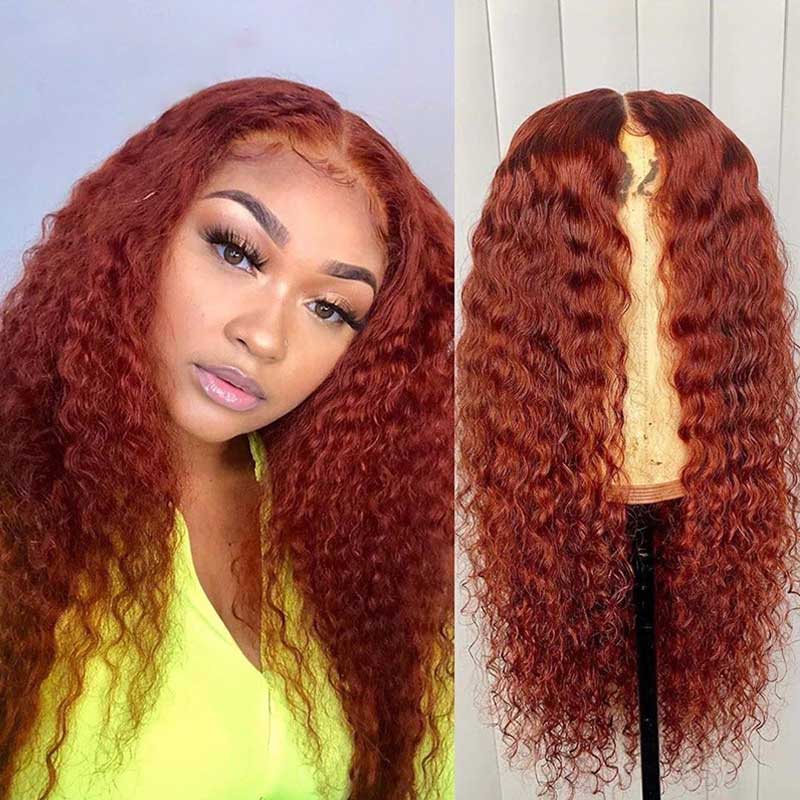 Ginger Orange Water Wave Lace Front Wig Pre Plucked - Alibonnie