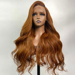 Ginger Wigs Brown Colored Human Hair Wigs For Women Body Wave 13X4 Lace Frontal Wigs - Alibonnie
