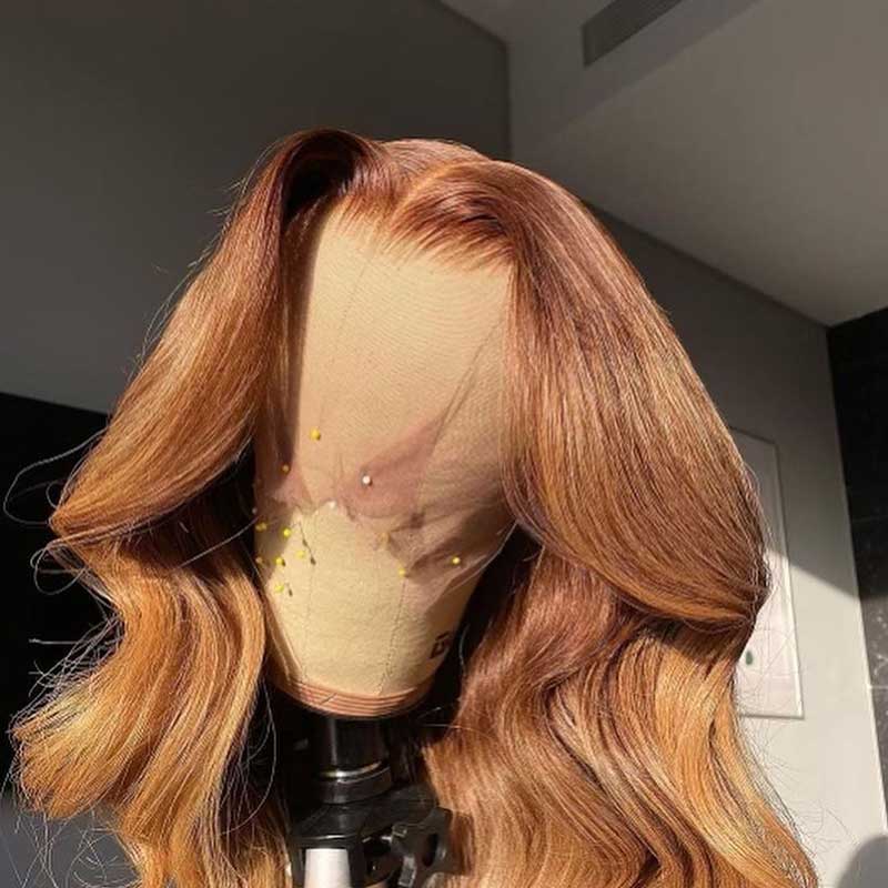Ginger Wigs Brown Colored Human Hair Wigs For Women Body Wave Straight 13X4 Lace Frontal Wigs - Alibonnie