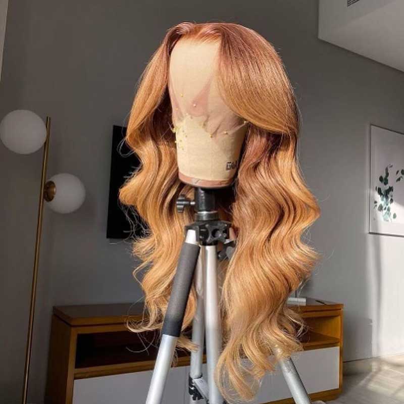 Ginger Wigs Brown Colored Human Hair Wigs For Women Body Wave Straight 13X4 Lace Frontal Wigs - Alibonnie
