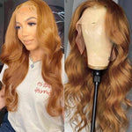 Ginger Wigs Brown Colored Human Hair Wigs For Women Body Wave Straight 13X4 Lace Frontal Wigs - Alibonnie