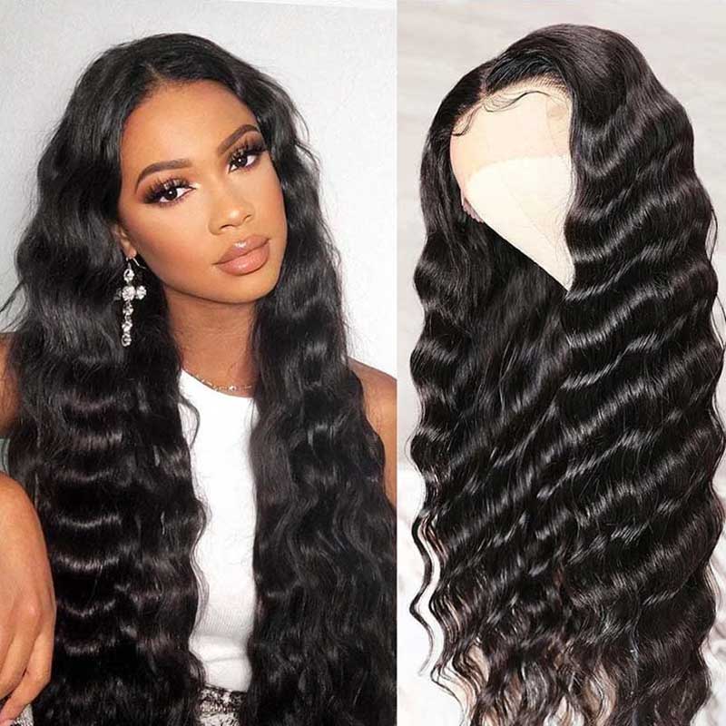 Glueless 5x5 HD Lace Closure Wig Human Hair Loose Deep Wave - Alibonnie