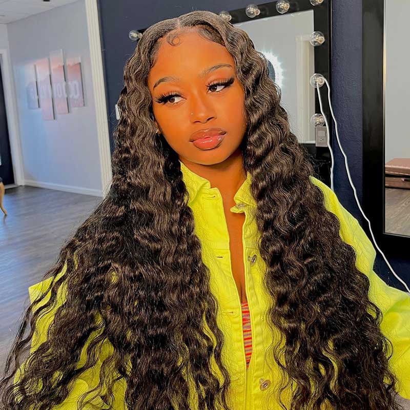 Glueless 5x5 HD Lace Closure Wig Human Hair Loose Deep Wave - Alibonnie